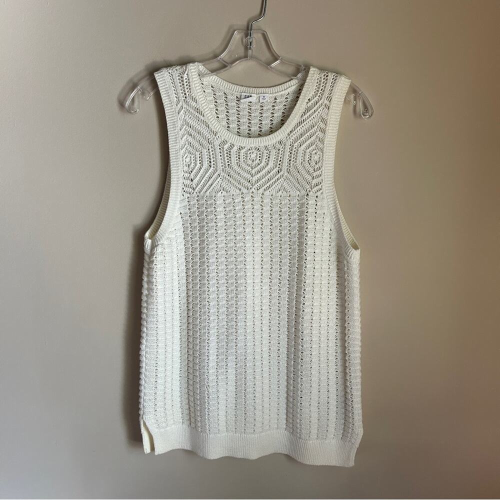GAP White Crochet Knit Sleeveless Sweater